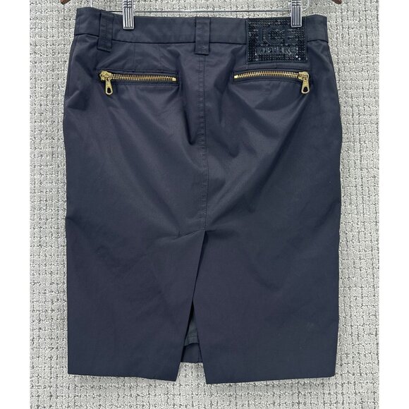 Ice Iceberg Pencil Skirt Womens 42/28 Black Waxed Lined Zip Pockets - Picture 2 of 11